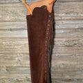 Leather Chap Brown Suede Fringes Style Braided Chap Western Cowboy Chap Horse Riding Chap Native Rodeo Chap Gifts For Men , Gifts For Cowboy - LEATHER CHAPTER