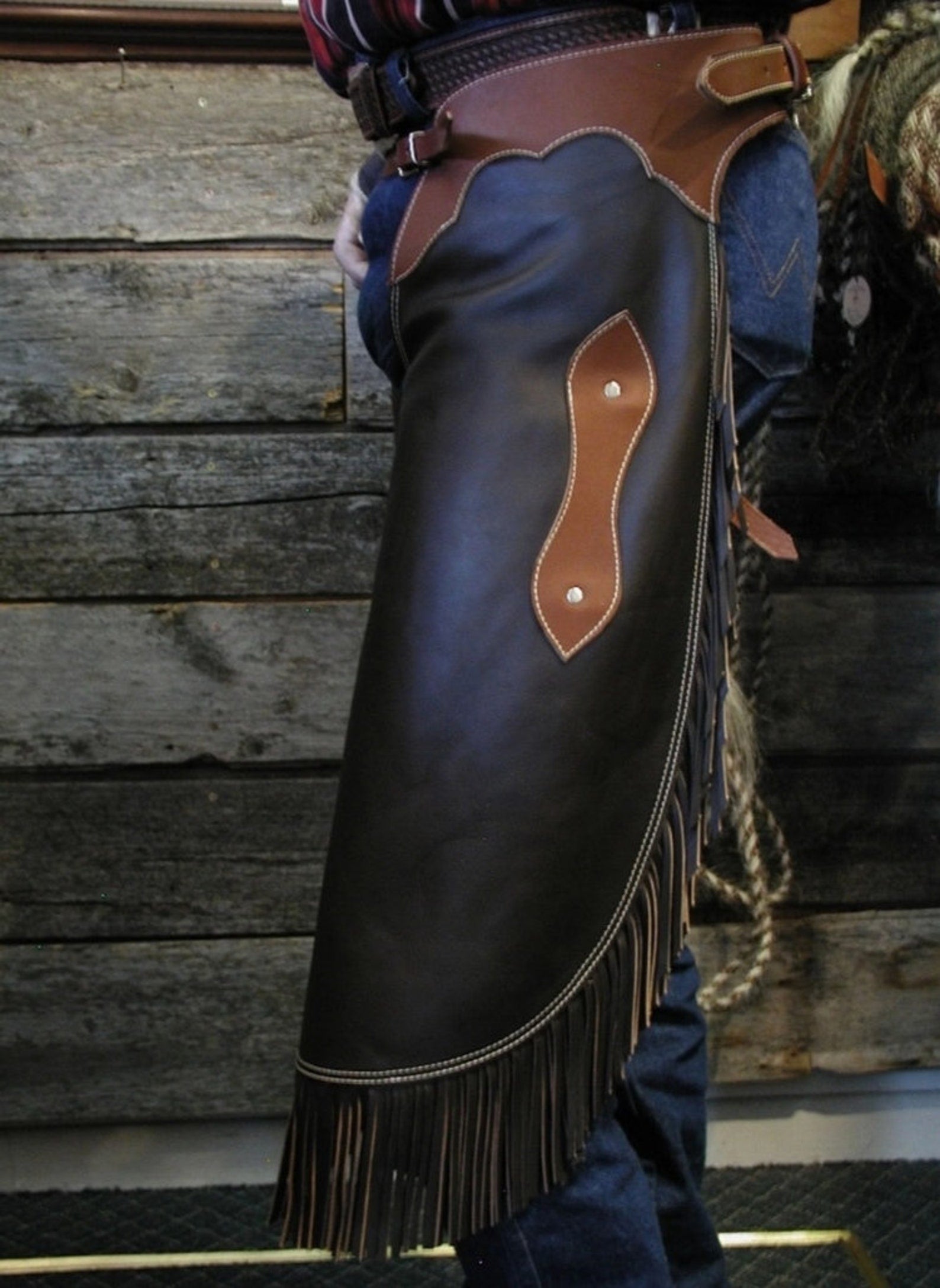 Handmade Native American Western Cowboy Leather Chap Rodeo Leather Chap Pant Fringes Style Wild West Fashion Customizable Chap - LEATHER CHAPTER