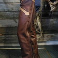Handmade Cowboy Brown Shaded Leather Pant Rodeo Chap Western Cowboy Leather Chap Wild West Fashion Chap , Horse Gifts For Men - LEATHER CHAPTER