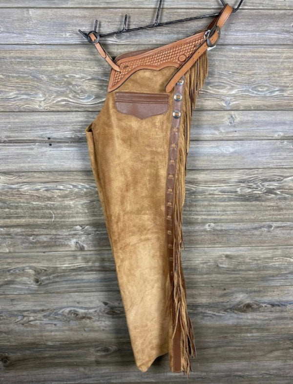 Handmade Leather Chap Suede Leather Fringes Style Western Leather Cowboy Chap Native Horse Riding Fashion Wild West Chap Gifts - LEATHER CHAPTER