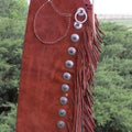 Leather Chap Red Suede Fringes Style Braided Chap Western Cowboy Chap Horse Riding Chap Native Rodeo Chap Gifts For Men , Gifts For Cowboy - LEATHER CHAPTER