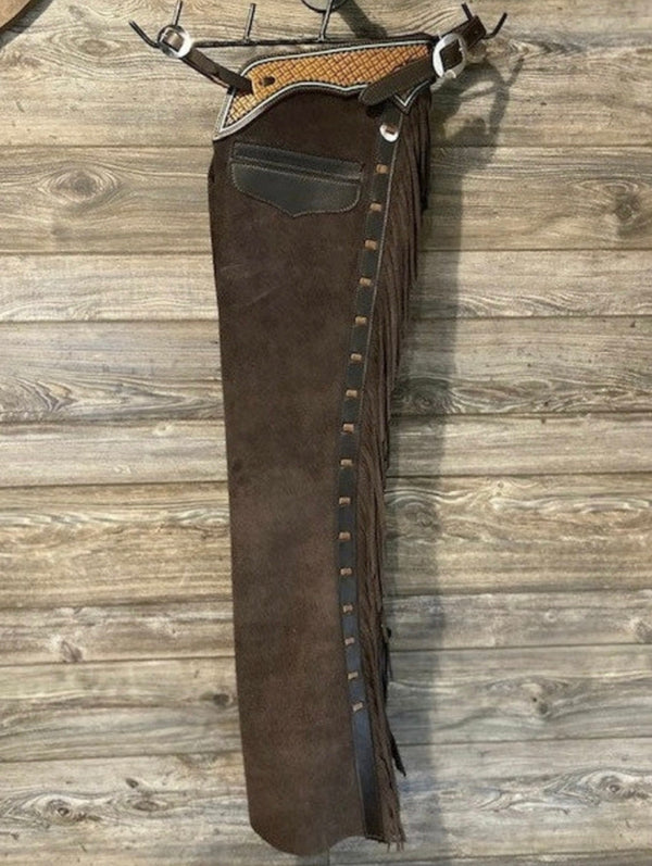 Handmade Leather Brown Suede leather Chap - Western Cowboy Chap - Native Horse Riding Chap Pant Rodeo Chap, Gifts For Him , Gifts For Her