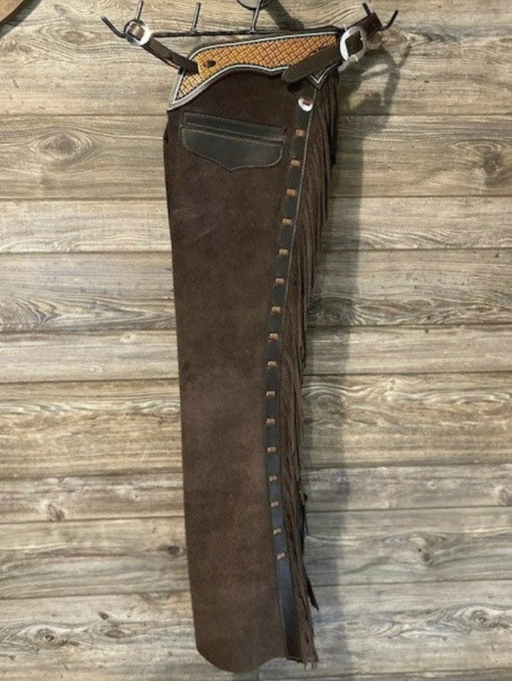 Handmade Leather Brown Suede leather Chap - Western Cowboy Chap - Native Horse Riding Chap Pant Rodeo Chap, Gifts For Him , Gifts For Her - LEATHER CHAPTER