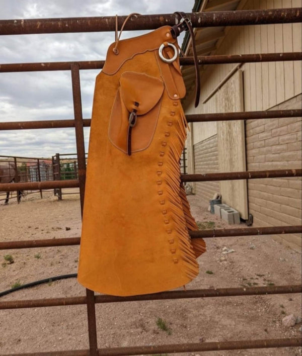 Handmade Native American Western Cowboy Leather Chap Rodeo Pant Fringes Style Equestrian Fashion Leather Chaps - LEATHER CHAPTER