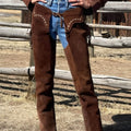 Handmade Cowgirl Chap Buckskin Suede Brown Leather Pant Rodeo Chap Western Leather Chap Suede Mountain Men Gifts For Her , Gifts For Women - LEATHER CHAPTER