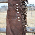 Native American cowhide Chocolate Brown Leather Pant Chap Handmade Western Cowboy Leather Chap Rodeo Chap Horse Riding Wild West Chap - LEATHER CHAPTER
