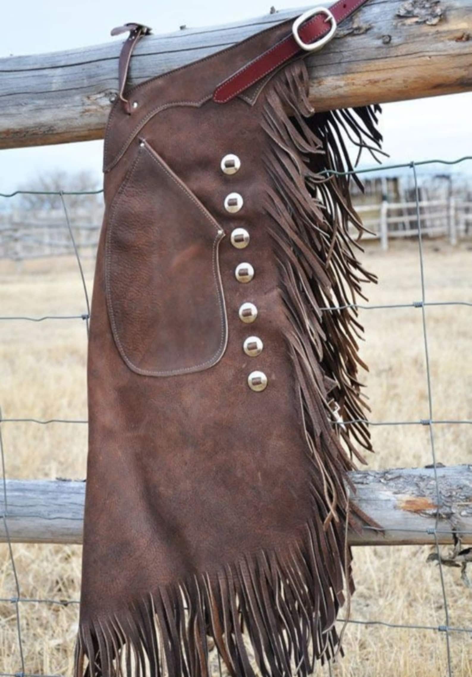 Native American cowhide Chocolate Brown Leather Pant Chap Handmade Western Cowboy Leather Chap Rodeo Chap Horse Riding Wild West Chap - LEATHER CHAPTER