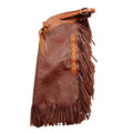Native American Cowhide Brown Leather Pant Chap Handmade Western Cowboy Chap Rodeo Chap Horse Riding Chap Gifts For Men - LEATHER CHAPTER