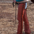 Handmade Native American Brown Cowhide Fringes Style Pant Chap Western Cowboy Chap Rodeo Chap , Horse Gifts For Him - LEATHER CHAPTER