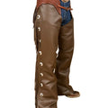 Native American cowhide Brown Leather Pant Chap Handmade Western Cowboy Chap Mountain Men , Horse Gifts For Men - LEATHER CHAPTER