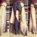 Handmade Cowgirl Chap Leather Chap Beige Brown Ladies Pant Rodeo chap Western Girls Accessories Gifts For Her , Gifts For Women - LEATHER CHAPTER