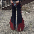 Handmade Cowgirl Chap Buck Skin Suede Black Leather Pant Rodeo Chap Western Leather Chap Suede Gifts For Her , Gifts For Women - LEATHER CHAPTER