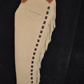 Handmade Native American Leather Cowboy Fringes Style Pant Chap Western Cowboy Beige Leather Chap Rodeo Chap Horse Riding Accessories - LEATHER CHAPTER