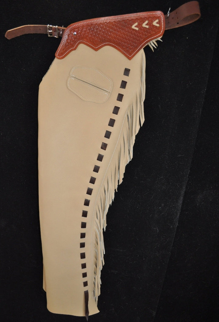 Handmade Native American Leather Cowboy Fringes Style Pant Chap Western Cowboy Beige Leather Chap Rodeo Chap Horse Riding Accessories - LEATHER CHAPTER