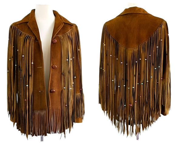 Handmade Fringe Suede Women's Jacket, Fringe Western Vintage Jacket Ladies Leather Jacket, Genuine Suede Leather. Western Jacket, Gifts - LEATHER CHAPTER