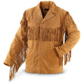 Men Traditional Handmade Horse Riding Wear Native American Western Cowboy Leather Jacket Coat With Fringes and Beads - LEATHER CHAPTER