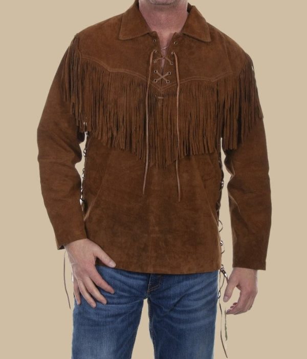 Handmade Western Jacket Real Suede Leather Western Cowboy - Mountain Men Leather Jacket Vintage Apparel Rodeo Shirt - Cowboy Hunter Gifts - LEATHER CHAPTER