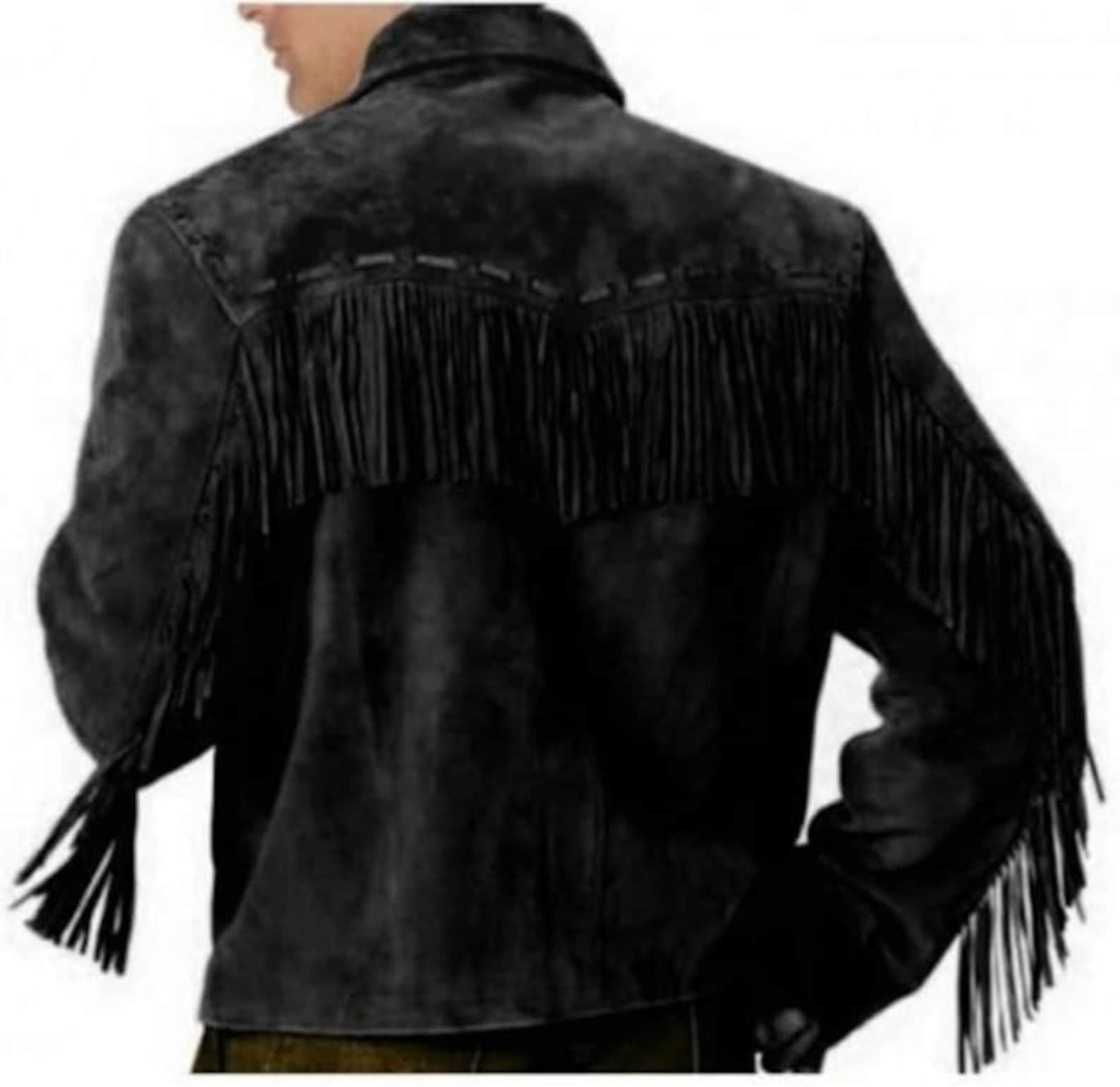 Western Wear Leather Jacket Men's Traditional Native Black Classic Suede Leather Western jacket - Native Vintage Apparel Countries Wear - LEATHER CHAPTER