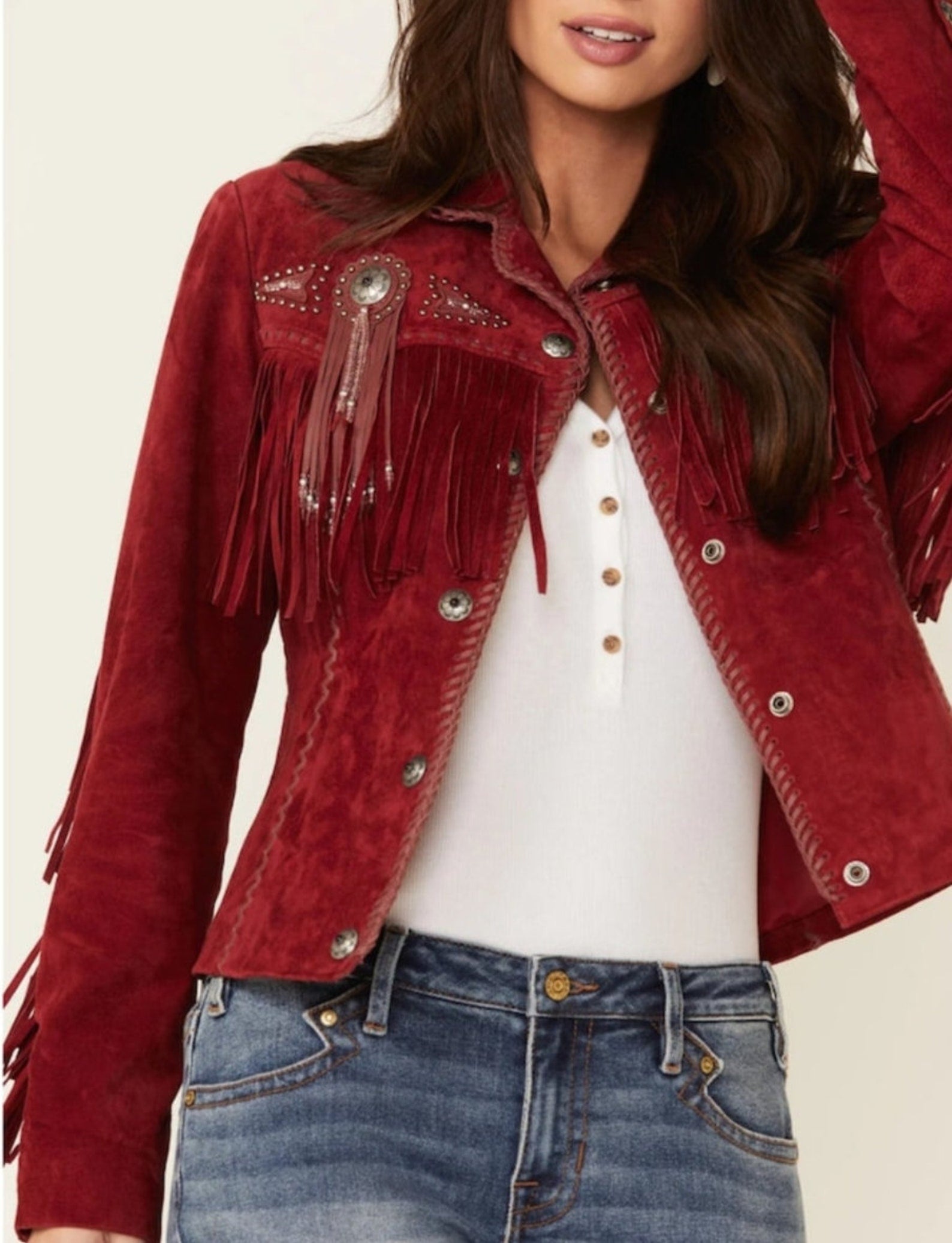 Women's Western Jacket Vintage Fringe Leather Jacket - Ladies Leather Jacket - Handmade Suede Leather Jacket Fringe Jacket , Gifts For Her - LEATHER CHAPTER