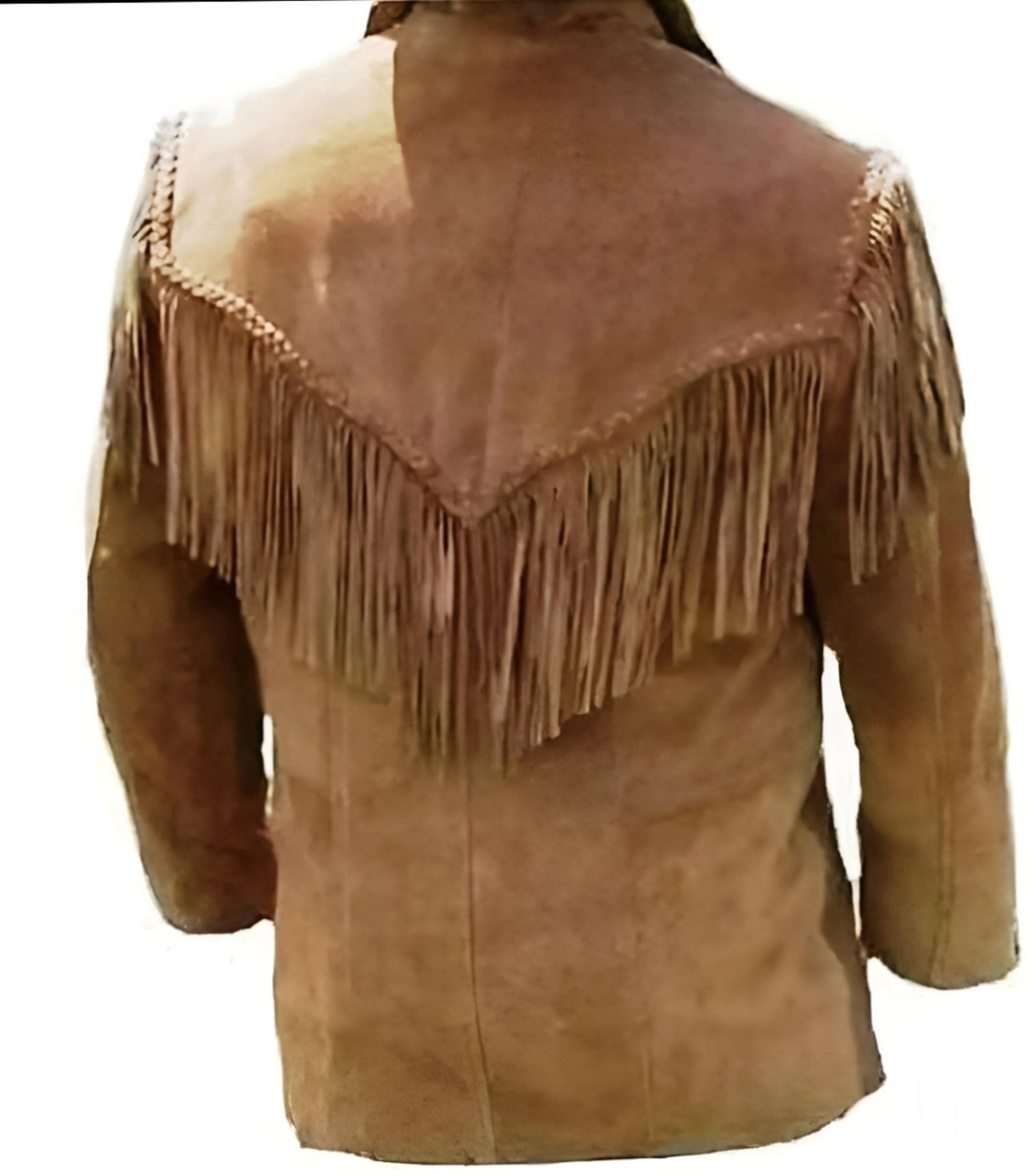 Brown Suede Handmade Braided Men's Western Vintage Jacket - Brown Leather Jacket Cowboy Leather Jacket - Native American , Gifts For Men - LEATHER CHAPTER