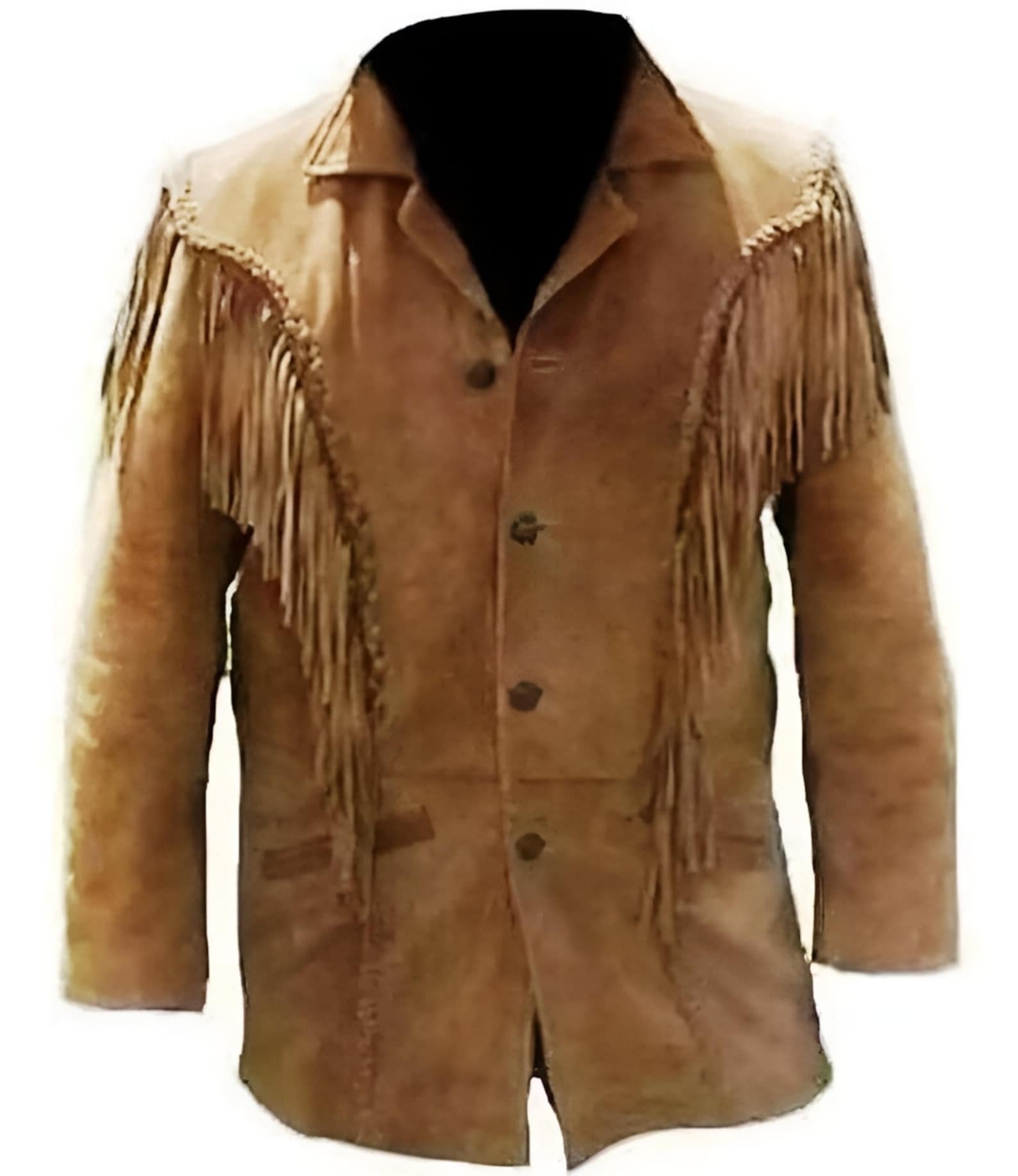 Brown Suede Handmade Braided Men's Western Vintage Jacket - Brown Leather Jacket Cowboy Leather Jacket - Native American , Gifts For Men - LEATHER CHAPTER