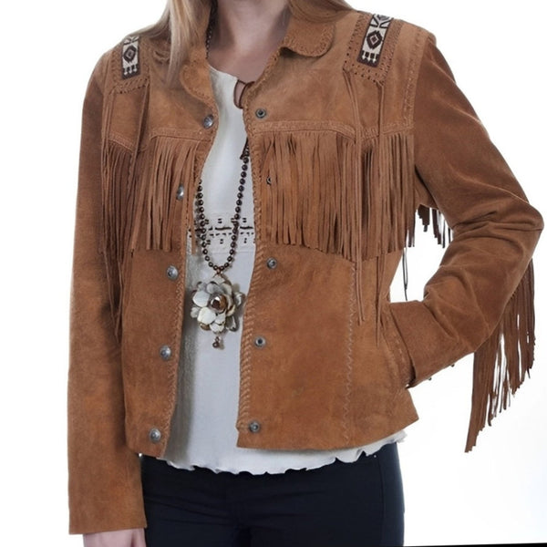 Fringe Suede Women's Jacket, Fringe Western Vintage Jacket Ladies Leather Jacket, Genuine Suede Leather, Western Jacket. - LEATHER CHAPTER