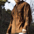 Western Wear Leather Jacket Men's Traditional Native Brown Classic Suede Leather Western jacket Red Indian Vintage Apparel Countries Wear - LEATHER CHAPTER