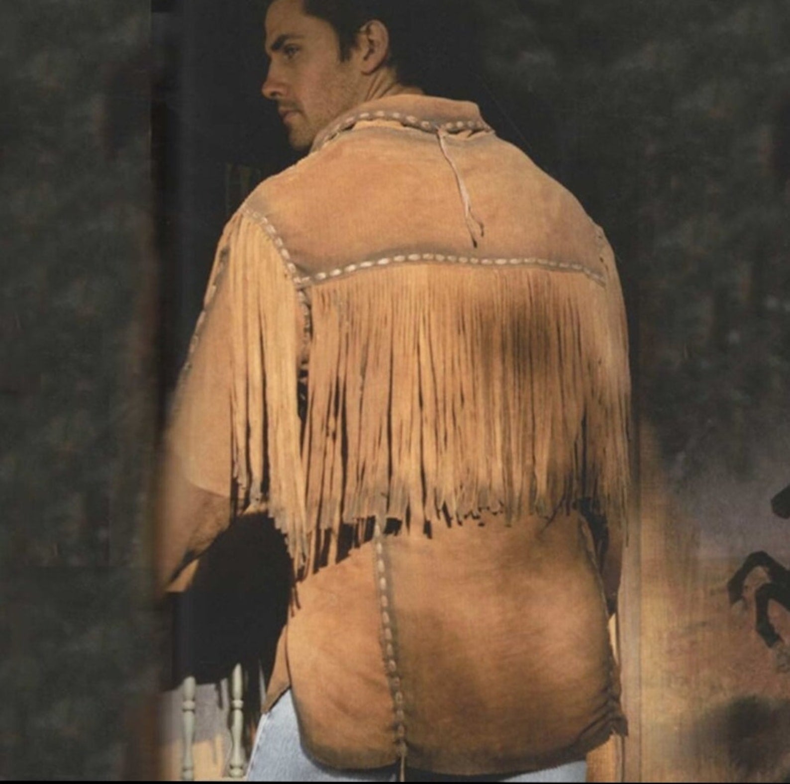 Western Wear Leather Jacket Men's Traditional Native Brown Classic Suede Leather Western jacket Red Indian Vintage Apparel Countries Wear - LEATHER CHAPTER