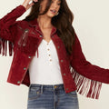 Women's Western Jacket Vintage Fringe Leather Jacket - Ladies Leather Jacket - Handmade Suede Leather Jacket Fringe Jacket , Gifts For Her - LEATHER CHAPTER