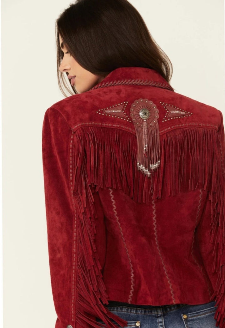 Women's Western Jacket Vintage Fringe Leather Jacket - Ladies Leather Jacket - Handmade Suede Leather Jacket Fringe Jacket , Gifts For Her - LEATHER CHAPTER