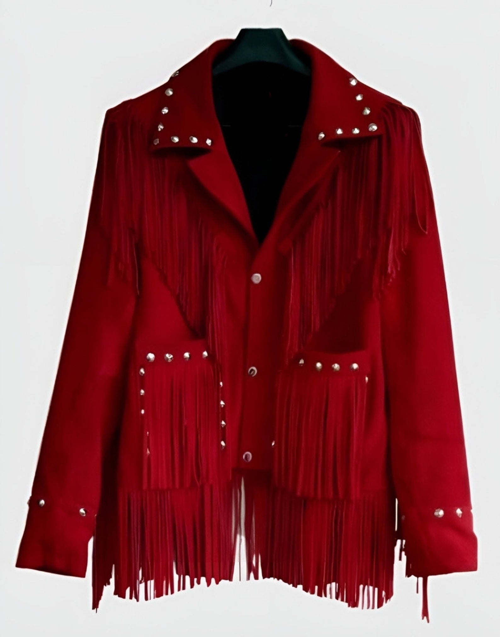 Women's Western Jacket Vintage Fringe Leather Jacket - Ladies Leather Jacket - Red Handmade Suede Leather Jacket Fringe Jacket - LEATHER CHAPTER
