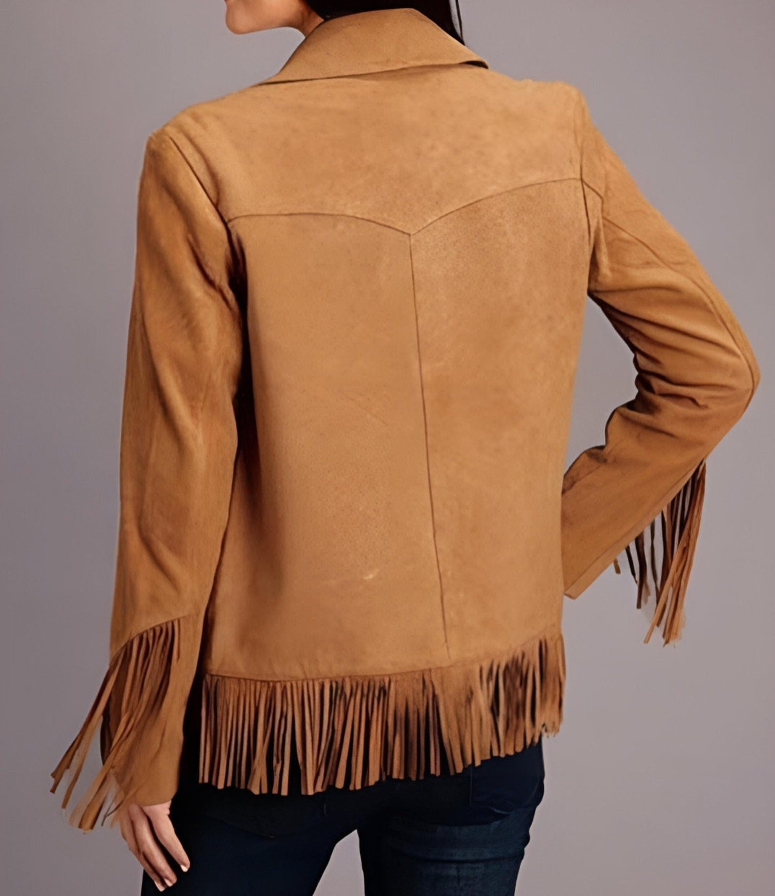 Fringe Suede Women's Jacket ,Fringes Western Vintage Jacket Ladies Leather Jacket, Genuine Suede Leather, Western Jacket, Gifts For Women - LEATHER CHAPTER