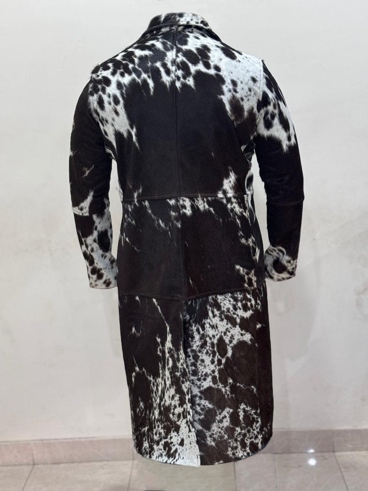 Stylish Hair on Hide Leather Coat Long Winter Jacket Handcrafted Cowhide Fur Coat - LEATHER CHAPTER