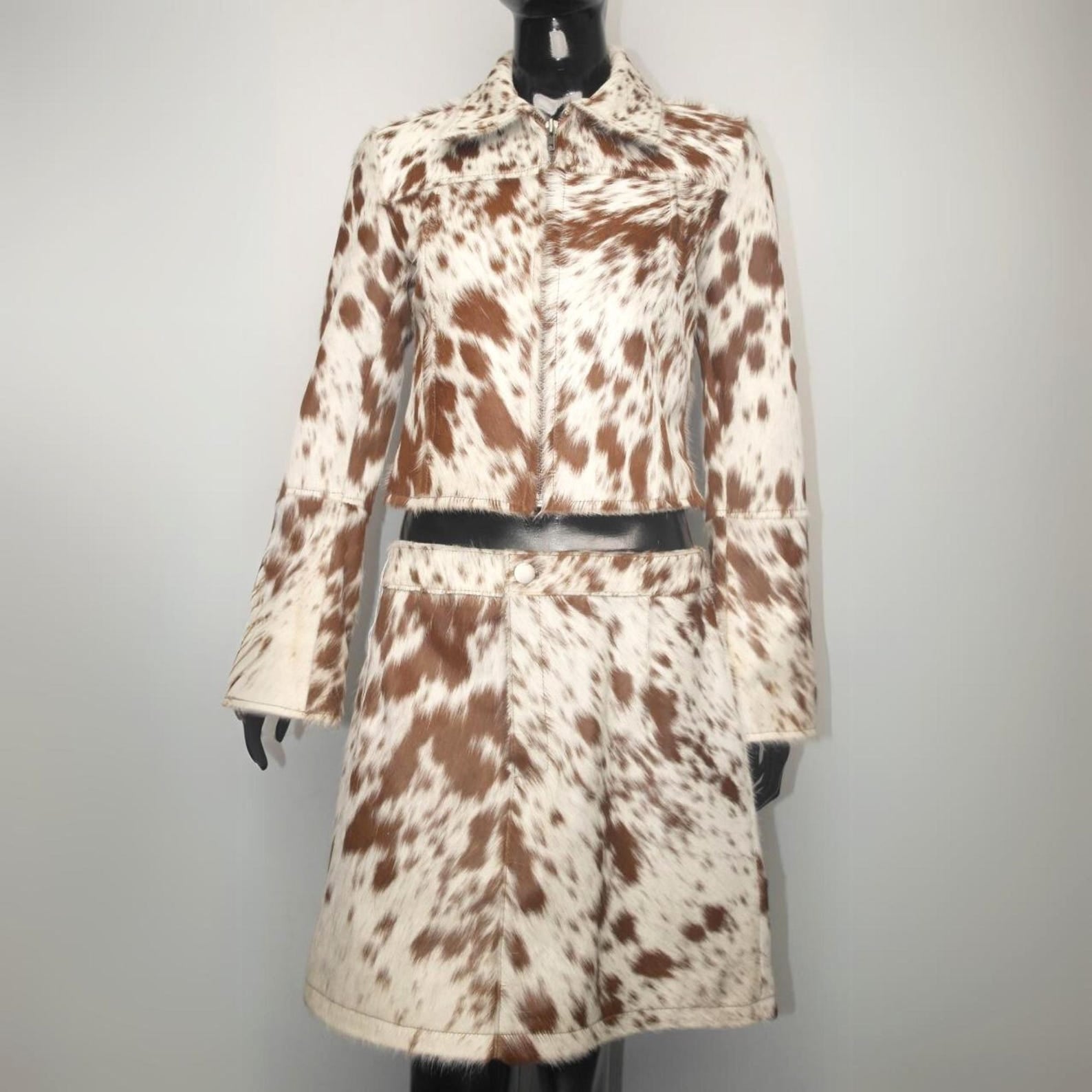 Western Cowhide Skirt and Jacket Set Cowgirl Chic Outfit Hair on Hide Cowgirl Clothing Western Style Elegance Complete Outfit Rustic Charm - LEATHER CHAPTER