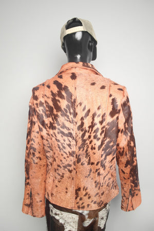 Handmade Cowhide Hair-on-Hide Cowgirl Jacket Western Style Cow Skin Jacket Women's Rustic Hair on Boho Leather Jacket (X-Large Size) - LEATHER CHAPTER