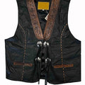 Tooled Leather Western Vest: Cowboy Biker Rodeo Concho Waistcoat