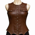 Handmade Leather Corset Vest: Brown Steampunk Renaissance Top