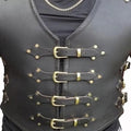 Handmade Black Leather Biker Vest: Braided Punk Motorcycle Armor