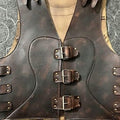 Handmade Distressed Leather Biker Vest: Braided Steampunk Armor