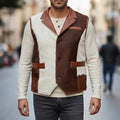 Men’s Cowhide Leather Vest  Brown & White HairOn Hide Western Style Vest
