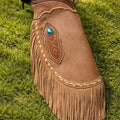 Mens Brown Leather Western Chaps Fringe Cowboy Rodeo Riding Western Outfit