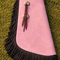 Men's Pink Leather Cowboy Chaps Western Fringe Rodeo Riding Gear Outfit