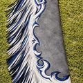 Men's Gray Leather Chaps Blue White Fringe Rodeo Gear Western Riding Chaps