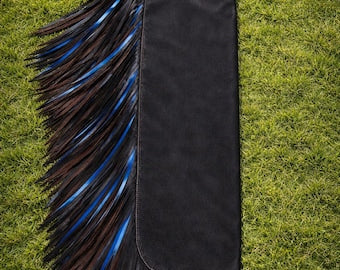 Black Leather Western Chaps Fringe Cowboy Rodeo Motorcycle Riding Gear Men