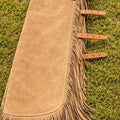 Men's Western Suede Leather Chap Tan Fringe Motorcycle Riding Gear