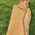 Western Suede Leather Chaps Tan Fringe Cowboy Riding Biker Gear handmade chap
