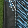 Mens Black Leather Western Biker Chaps Blue Fringe Motorcycle Riding Gear