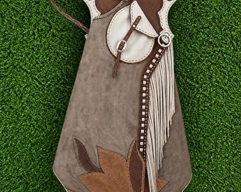 Western Leather Chaps Apron Fringe Handmade Cowhide Riding Gear