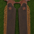 Men's Brown Suede Leather Western Chaps Fringe Cowhide Biker Riding Wear