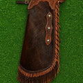 Handmade Hair On Hide Leather Chaps With Fringe Western Cowboy Style Outfit